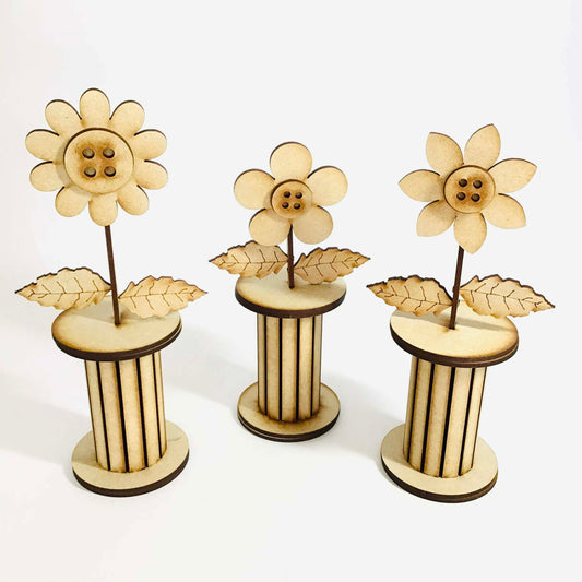 Small Flower Bobbins - MDF